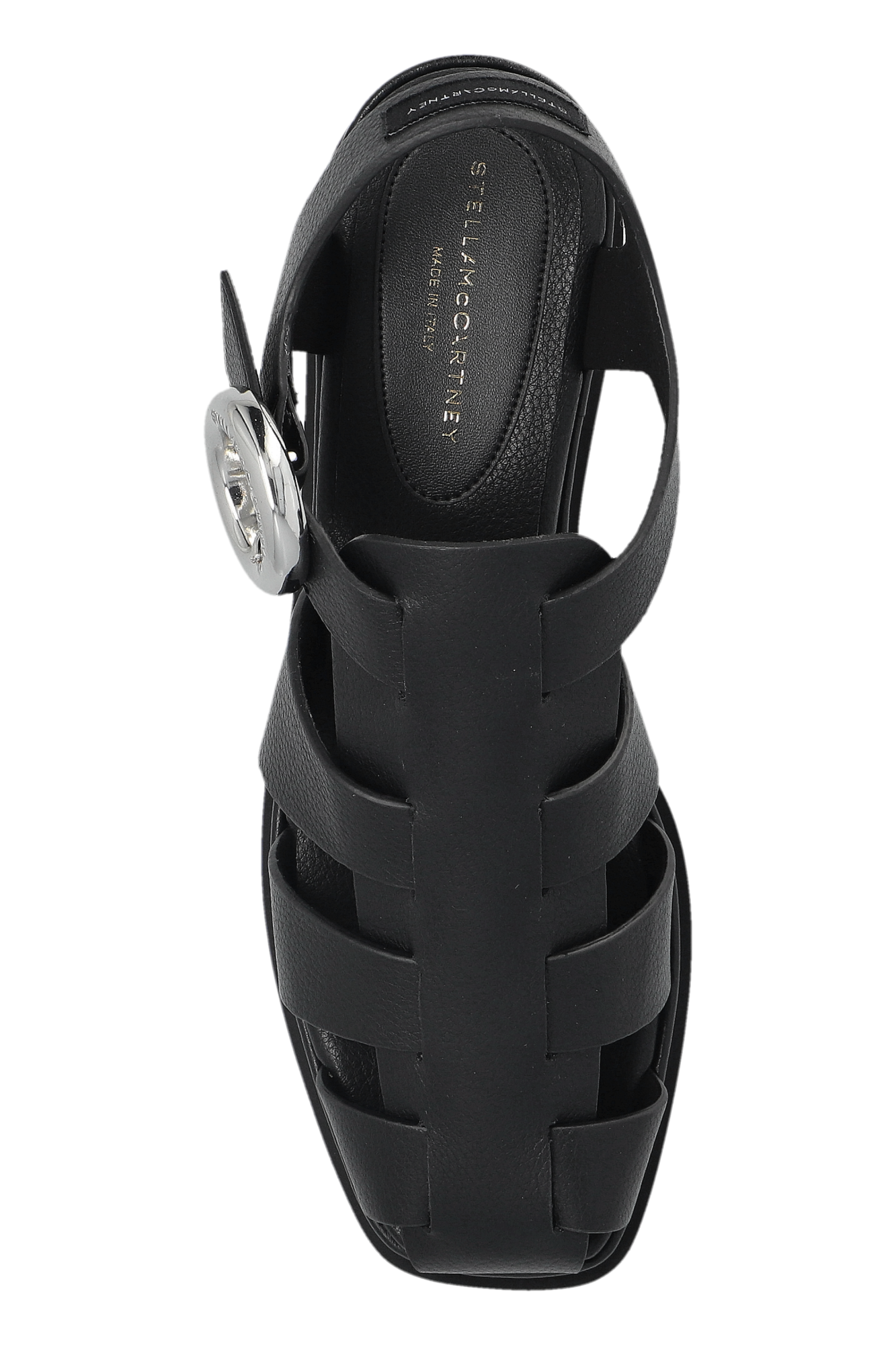 サンダル・ミュール Stella Mccartney Black Wedge Sandals With Adjustable Ankle Stella Mccartney Black Wedge With Adjustable Ankle Strap